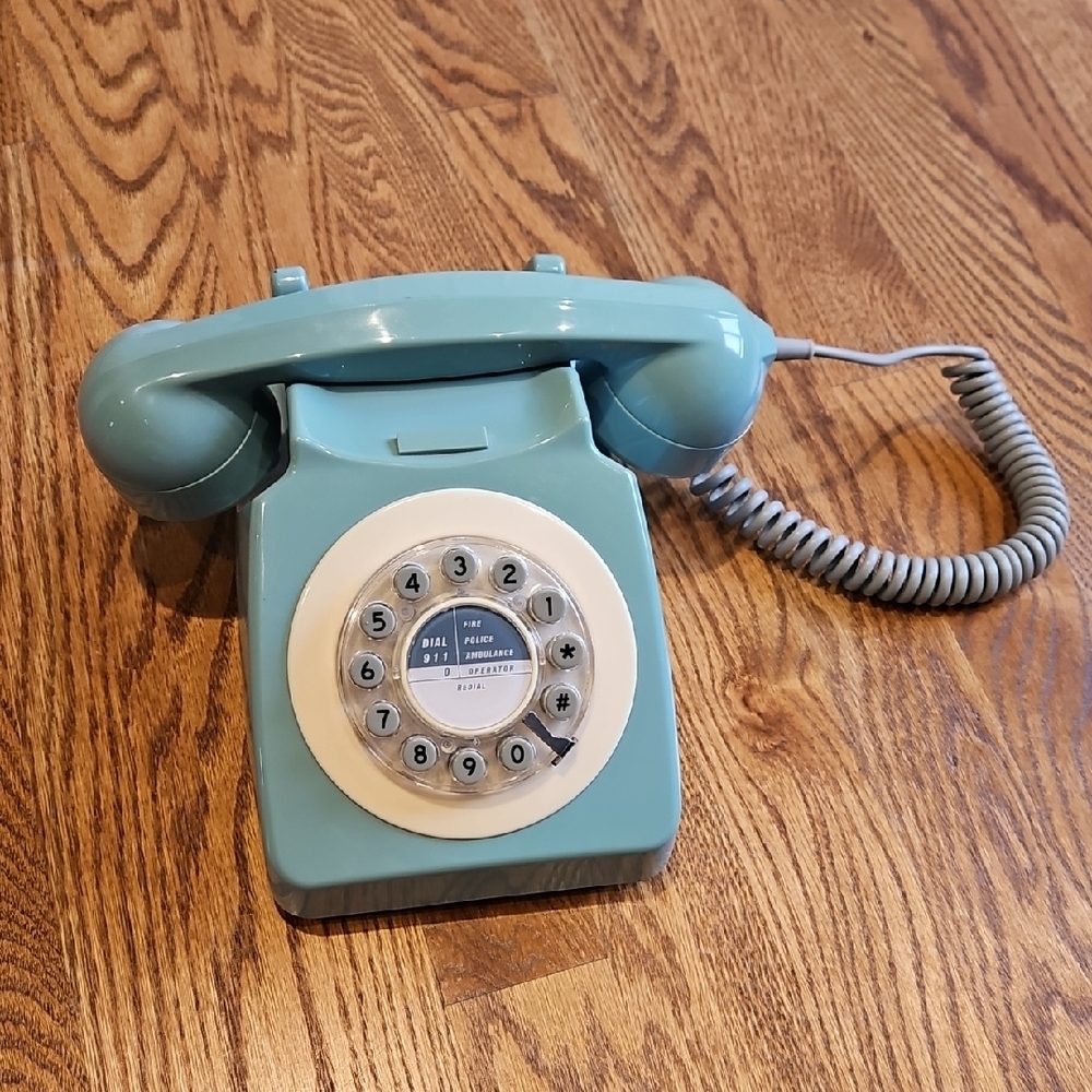 Vintage Blue Rotary Dial Telephone